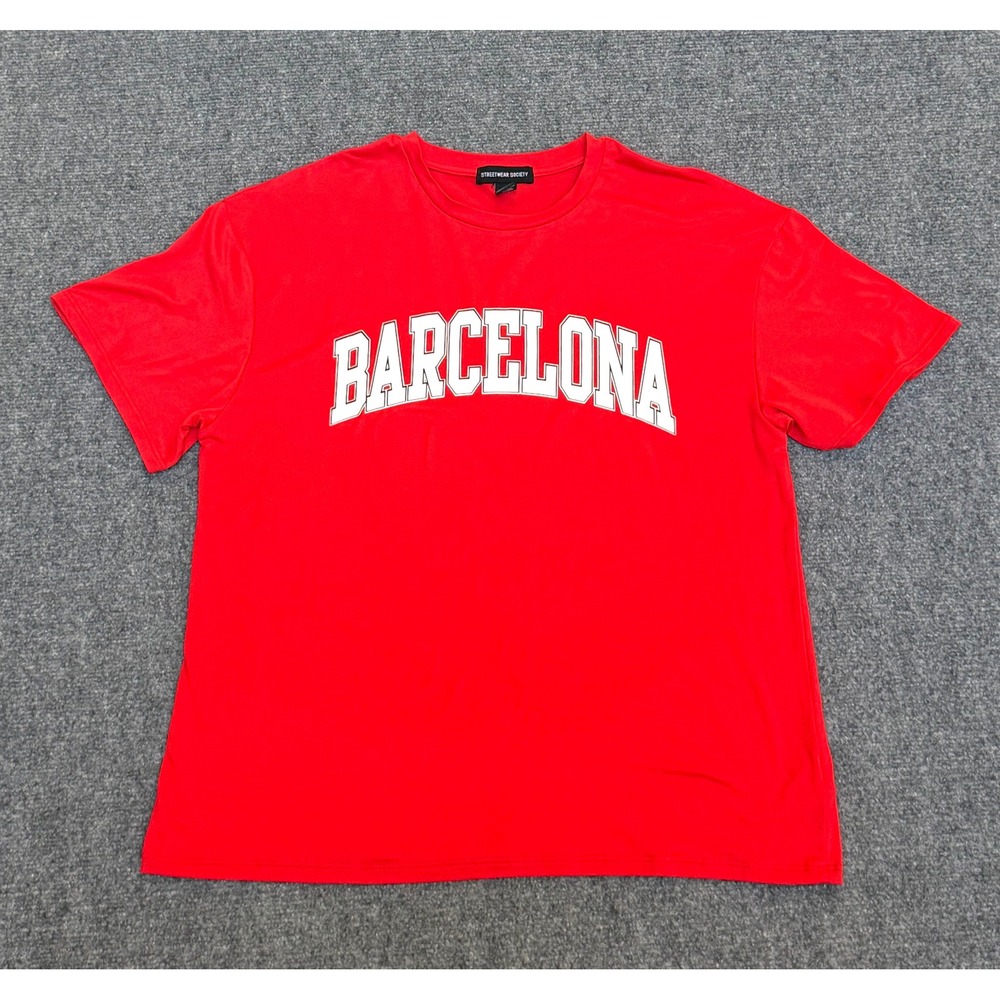 Streetwear Society Barcelona Graphic T-Shirt Mens Medium Red Short Sleeve Tee